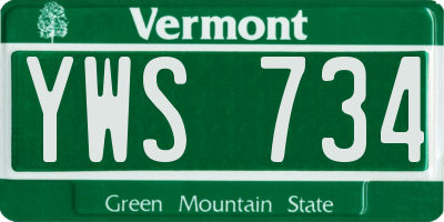 VT license plate YWS734