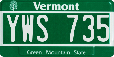 VT license plate YWS735