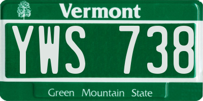 VT license plate YWS738