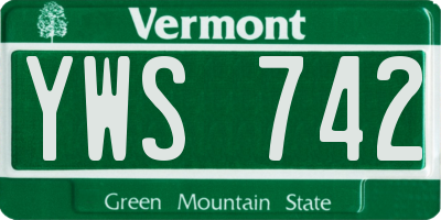 VT license plate YWS742