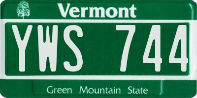 VT license plate YWS744