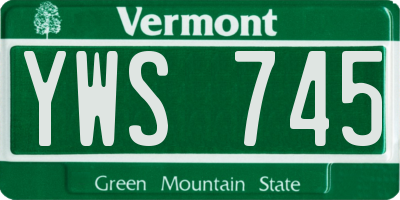 VT license plate YWS745