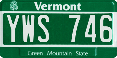VT license plate YWS746