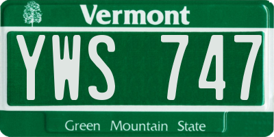 VT license plate YWS747