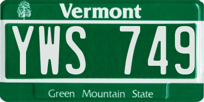 VT license plate YWS749