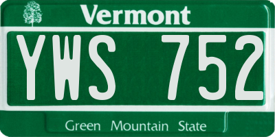 VT license plate YWS752