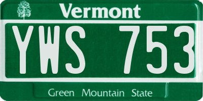 VT license plate YWS753
