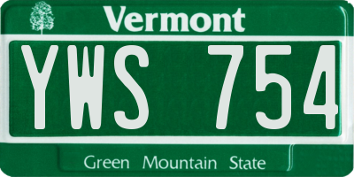 VT license plate YWS754