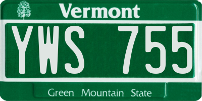 VT license plate YWS755