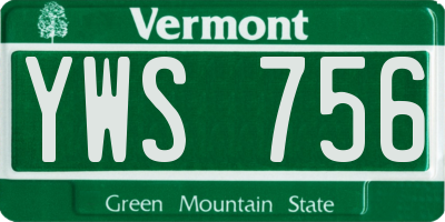 VT license plate YWS756