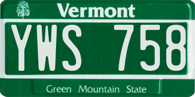 VT license plate YWS758