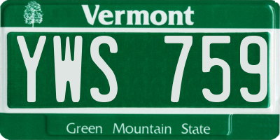 VT license plate YWS759