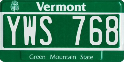 VT license plate YWS768
