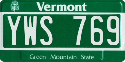 VT license plate YWS769