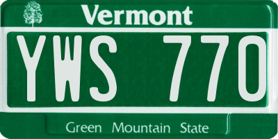VT license plate YWS770