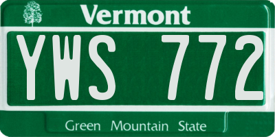 VT license plate YWS772