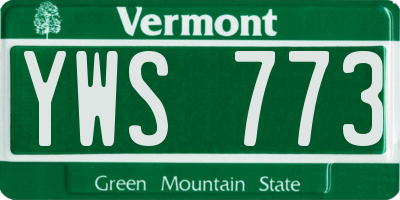 VT license plate YWS773