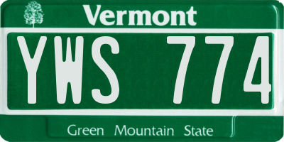 VT license plate YWS774