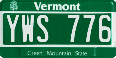 VT license plate YWS776