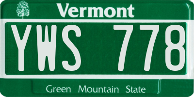 VT license plate YWS778