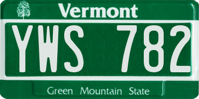 VT license plate YWS782