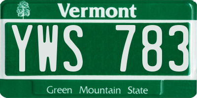 VT license plate YWS783