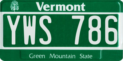 VT license plate YWS786