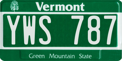 VT license plate YWS787