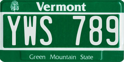 VT license plate YWS789