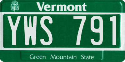 VT license plate YWS791