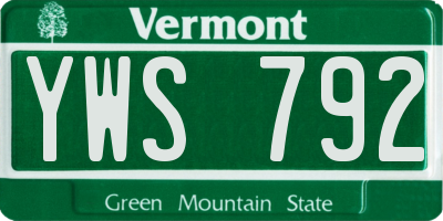 VT license plate YWS792