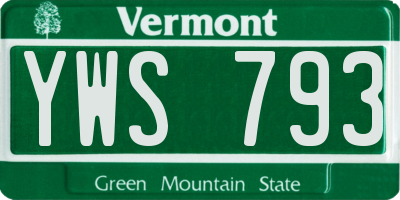 VT license plate YWS793