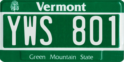 VT license plate YWS801