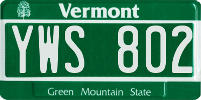 VT license plate YWS802