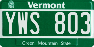 VT license plate YWS803