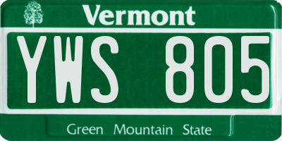 VT license plate YWS805