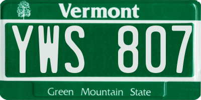 VT license plate YWS807