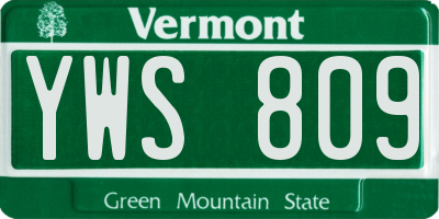 VT license plate YWS809