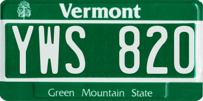 VT license plate YWS820