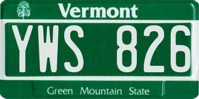 VT license plate YWS826