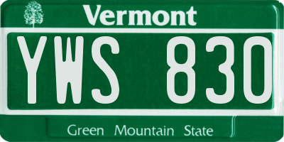 VT license plate YWS830