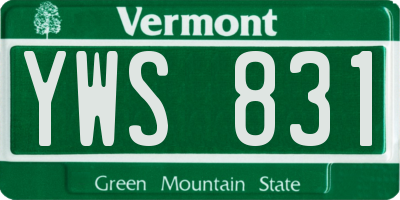 VT license plate YWS831