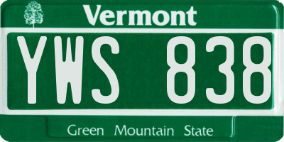 VT license plate YWS838