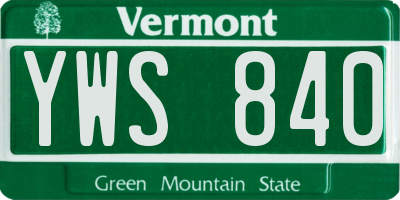 VT license plate YWS840
