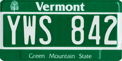 VT license plate YWS842