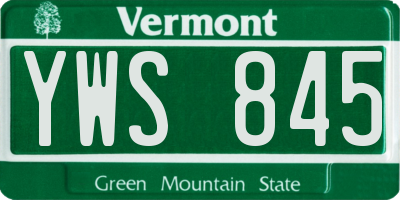 VT license plate YWS845