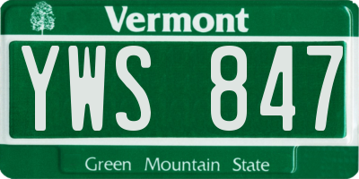 VT license plate YWS847