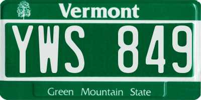 VT license plate YWS849