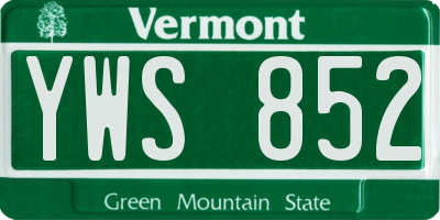 VT license plate YWS852