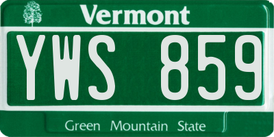 VT license plate YWS859